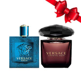 Versace Eros EDT Erkek Parfüm 200ML + Versace Crystal Noir EDT Kadın Parfüm 90ML Sevgililer Günü Özel Hediye Seti