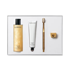 Aurezzi Gift Box Ağız Bakım Suyu 200ML Mentol Diş Macunu 72ML Gold White Soft Diş Fırçası Gold Tutacak Set