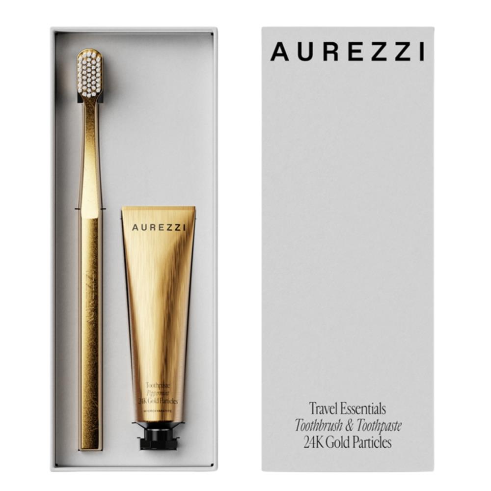 Aurezzi Travel Mini Gold Menthol Gold Diş Macunu 25ML Gold White Soft Diş Fırças İkili Travel Set