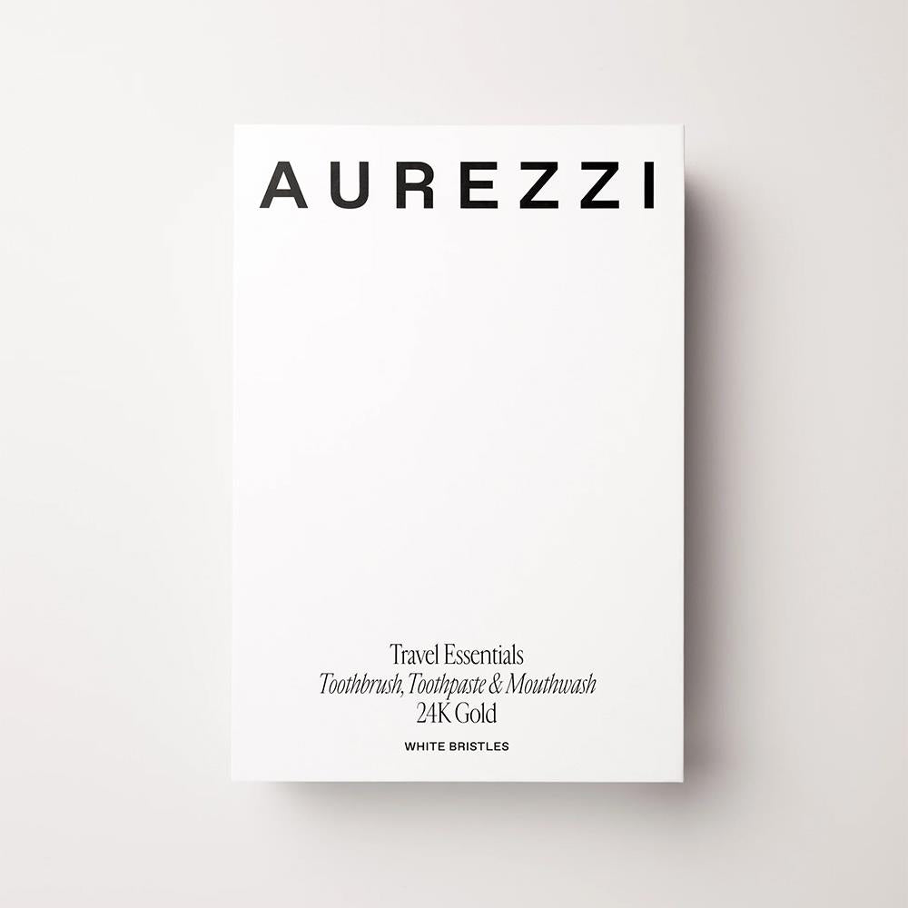 Aurezzi Travel Ağız Bakım Suyu 80ML Menthol Gold Diş Macunu 25ML White Soft Diş Fırçası Üçlü Set