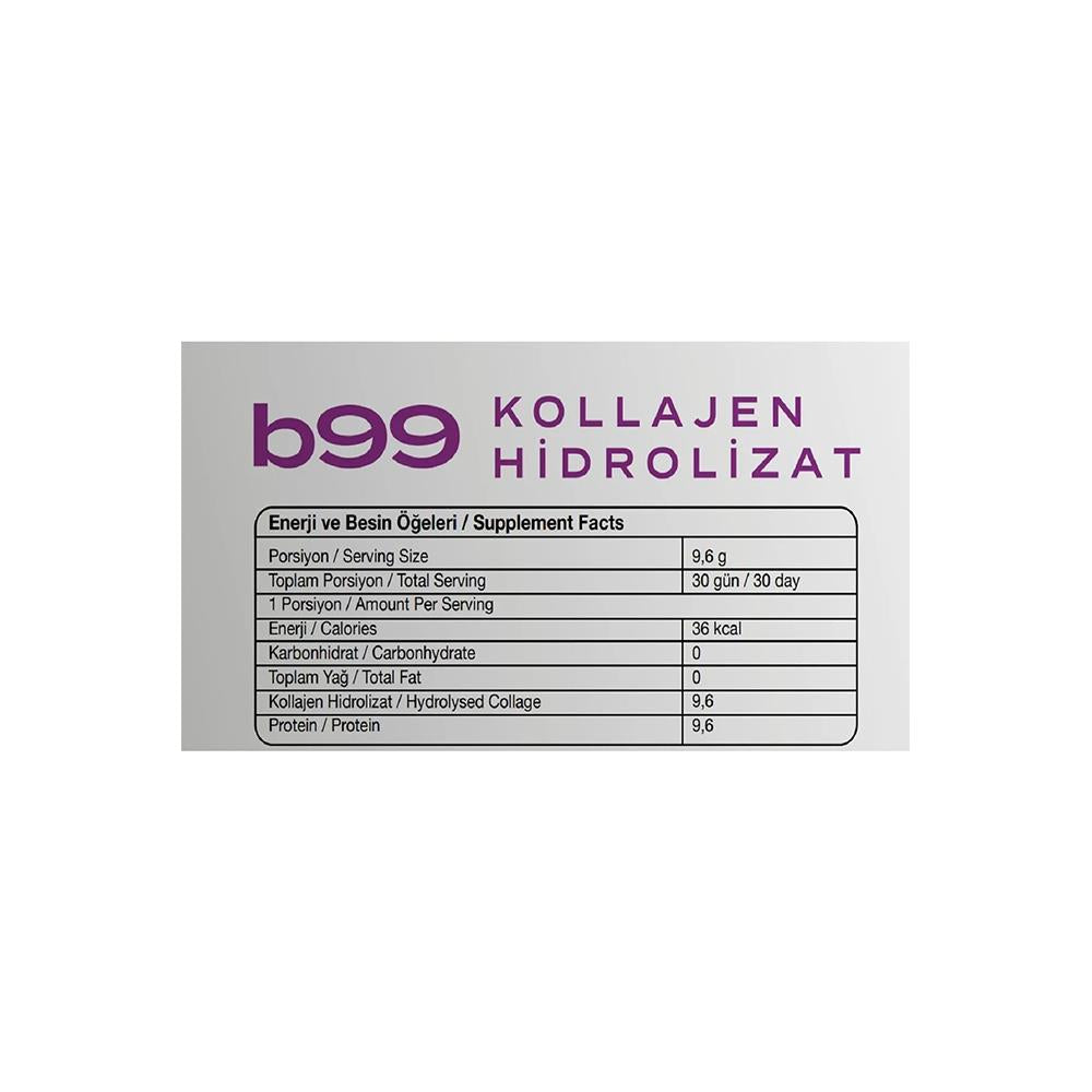 B99 Kollajen Hidrolizat Tip 1-3 Pure Kolajen 330Gr