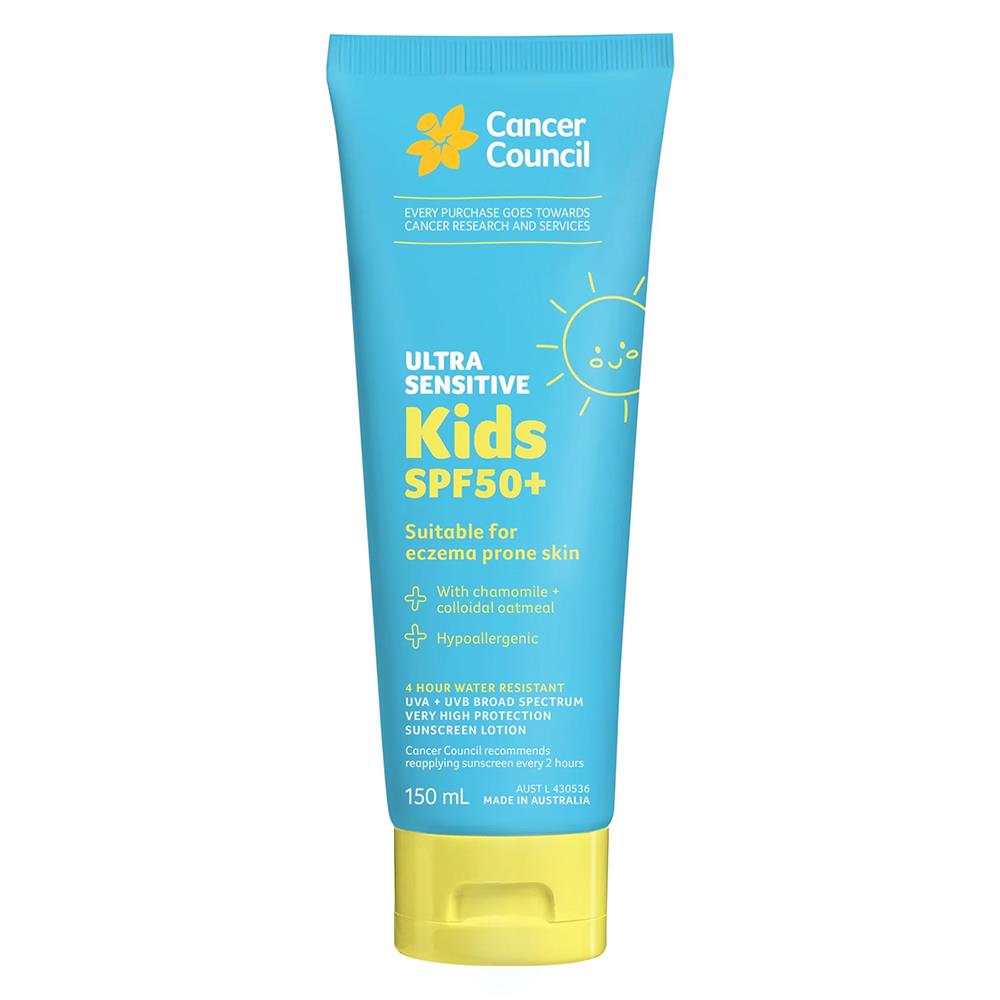 Cancer Council SPF50+ Ultra Sensitive Kids Sunscreen Çocuklar için Güneş Kremi 150ML