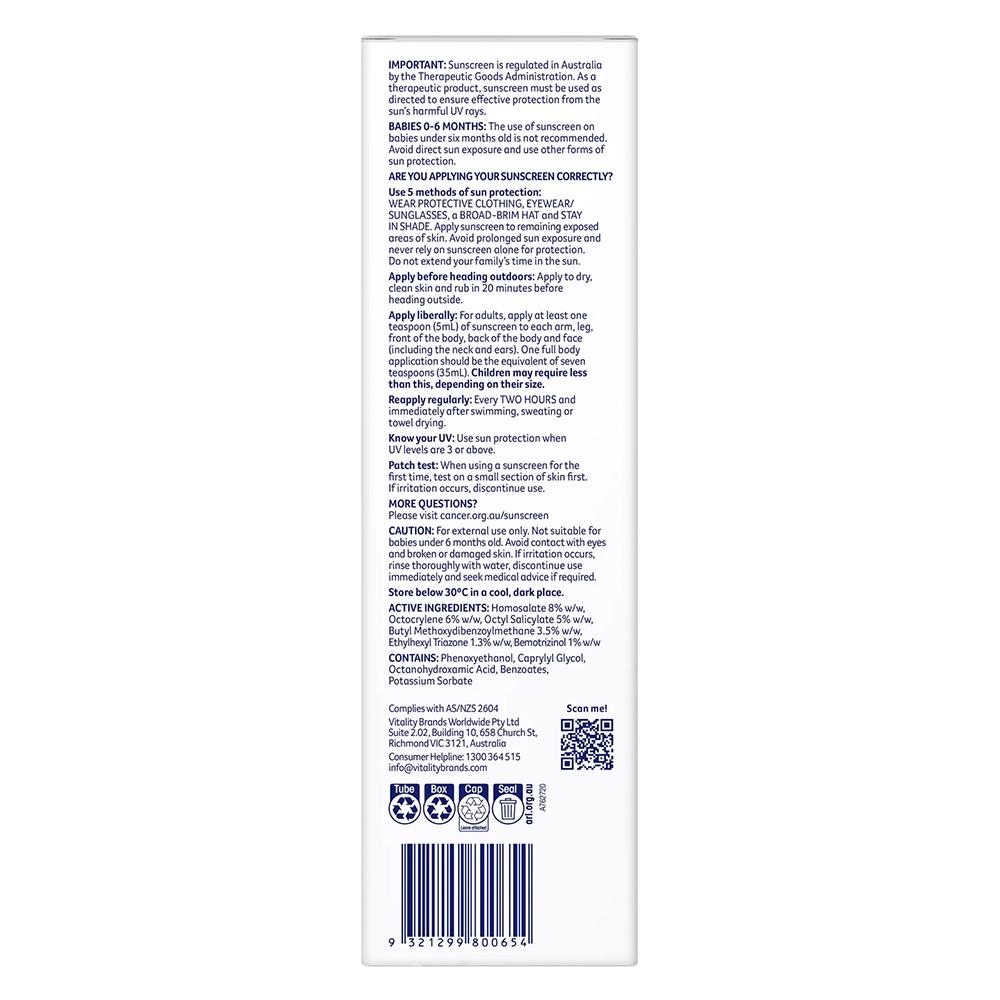 Cancer Council SPF50+ Ultra Sensitive Kids Sunscreen Çocuklar için Güneş Kremi 150ML