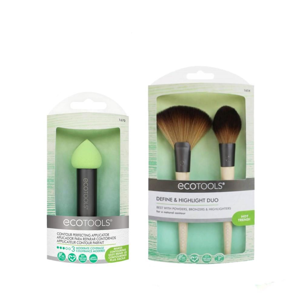 Ecotools EC-1670 Kontür Aplikatör ve Ecotools Duo 2li Makyaj Fırçası 2li Set