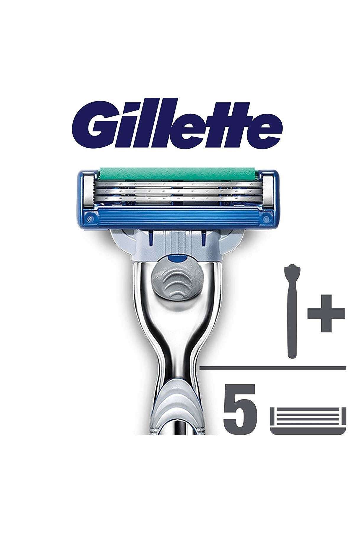 Gillette Mach3 Turbo Tıraş Makinesi + 5 Yedek Bıçak Hediyeli Tıraş Bıçağı