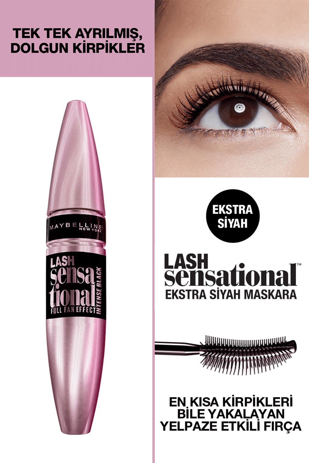 Maybelline New York Lash Sensational Yelpaze Etkili Intense Black Maskara 04 Ekstra Siyah