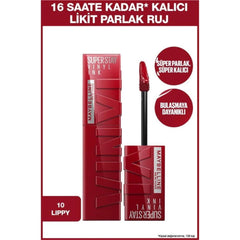 Maybelline New York Super Stay Vinyl Ink Uzun Süre Kalıcı Likit Parlak Ruj 10