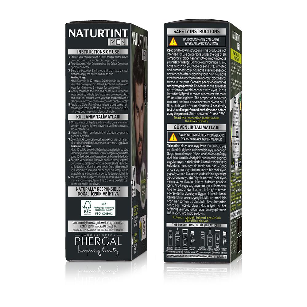 Naturtint Men 1N Siyah Erkekler için Doğal Saç Boyası 170ML