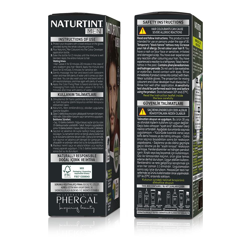 Naturtint Men 4N Doğal Kestane Erkekler için Doğal Saç Boyası 170ML