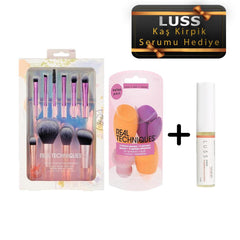 Real Technıques Makyaj Aplikatörleri Ve Luss Kaş Kirpik Serum 3lü Set